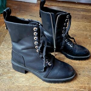 Zara Black Combat Boots with Rugged Soles